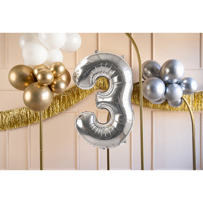 1 Ballon XL - Cijfer 3 - Zilver