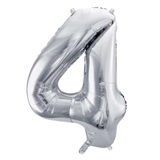 1 Ballon XL - Cijfer 4 - Zilver