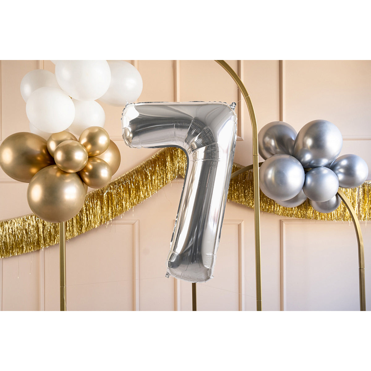 1 Ballon XL - Getal 7 - Zilver