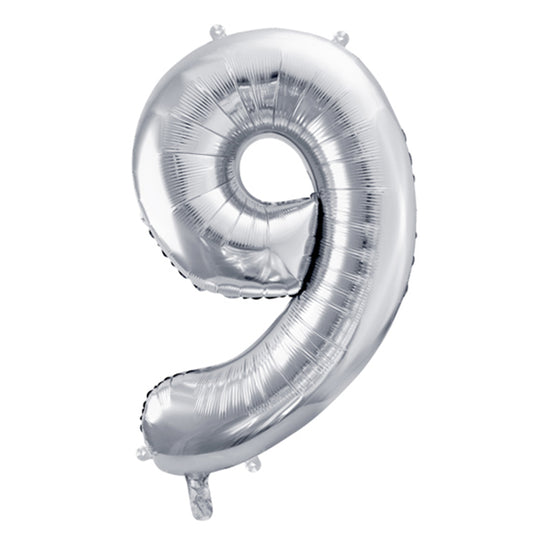 1 Ballon XL - Cijfer 9 - Zilver