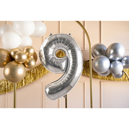 1 Ballon XL - Cijfer 9 - Zilver