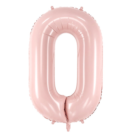 1 Ballon XL - Cijfer 0 - Roze