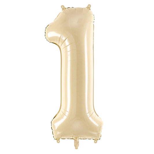 1 Ballon XL - Getal 1 - Beige