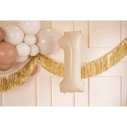 1 Ballon XL - Getal 1 - Beige