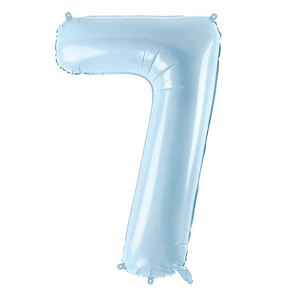 1 Ballon XL - Getal 7 - Lichtblauw