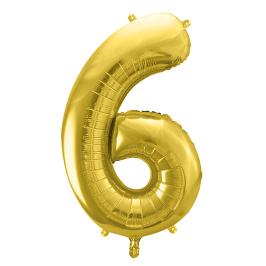1 Ballon XL - Cijfer 6 - Goud