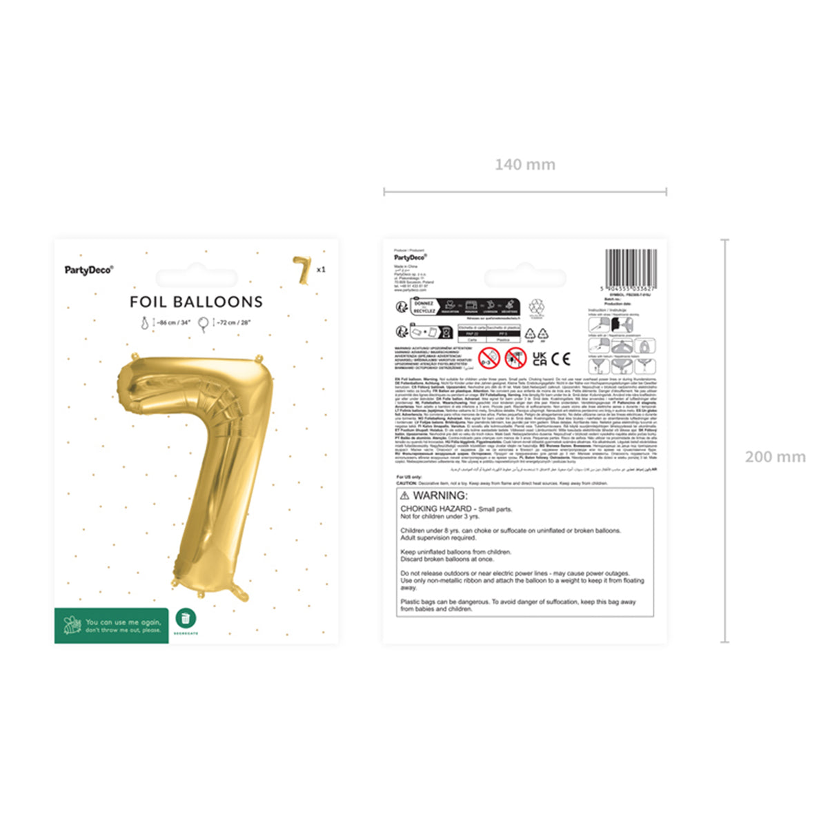 1 ballon XL - cijfer 7 - goud