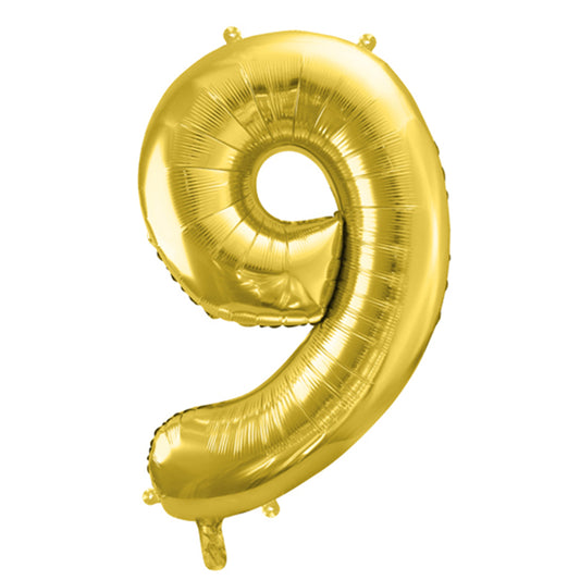 1 Ballon XL - Zahl 9 - Gold