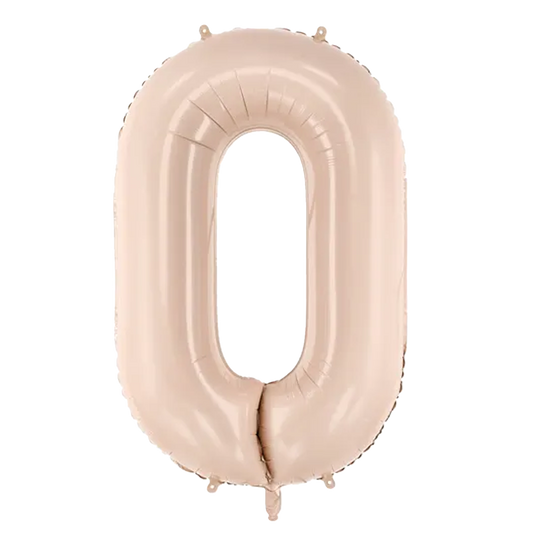 1 Ballon XL - Cijfer 0 - Donkerbeige