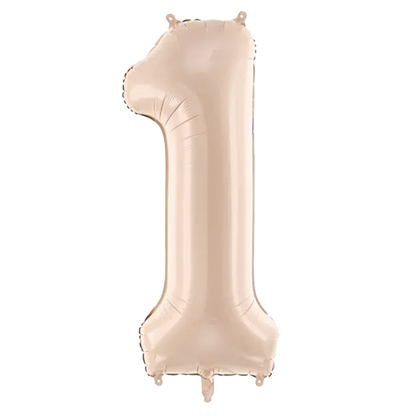 1 Ballon XL - Cijfer 1 - Donkerbeige
