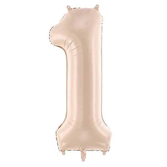 1 Ballon XL - Cijfer 1 - Donkerbeige
