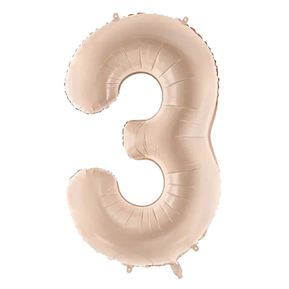 1 ballon XL - cijfer 3 - donkerbeige