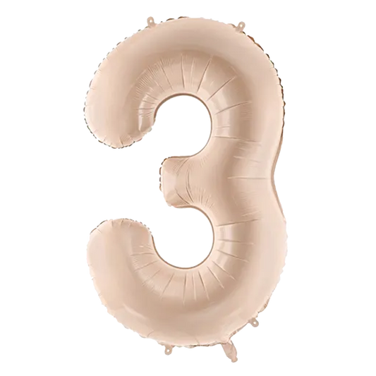 1 ballon XL - cijfer 3 - donkerbeige