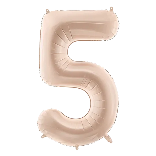 1 Ballon XL - Cijfer 5 - Donkerbeige