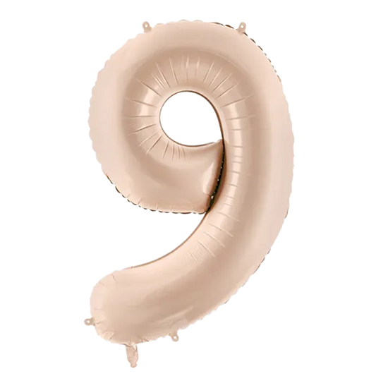 1 Ballon XL - Cijfer 9 - Donkerbeige
