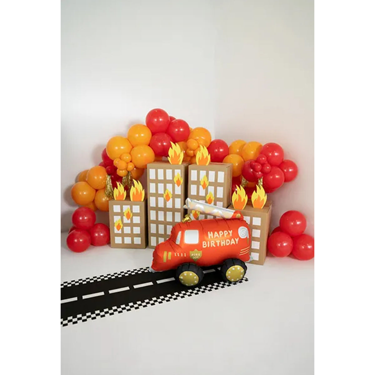 1 ballon met standaard - Brandweerauto
