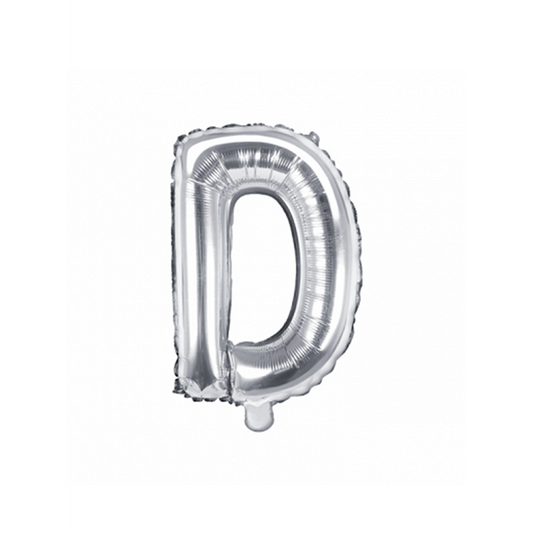 1 ballon XS - letter D - zilver