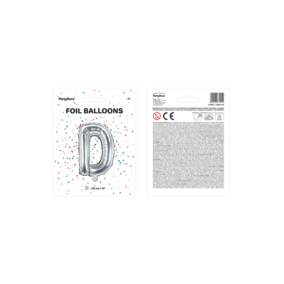 1 ballon XS - letter D - zilver