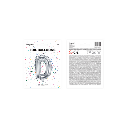 1 ballon XS - letter D - zilver