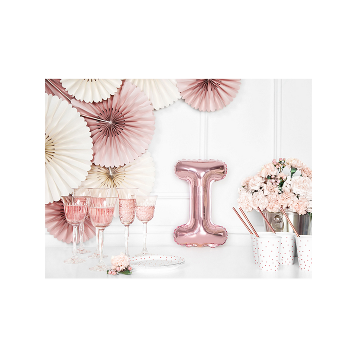 1 ballon XS - letter I - rosé goud