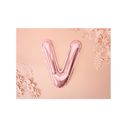 1 Ballon XS - Letter V - Rosegoud