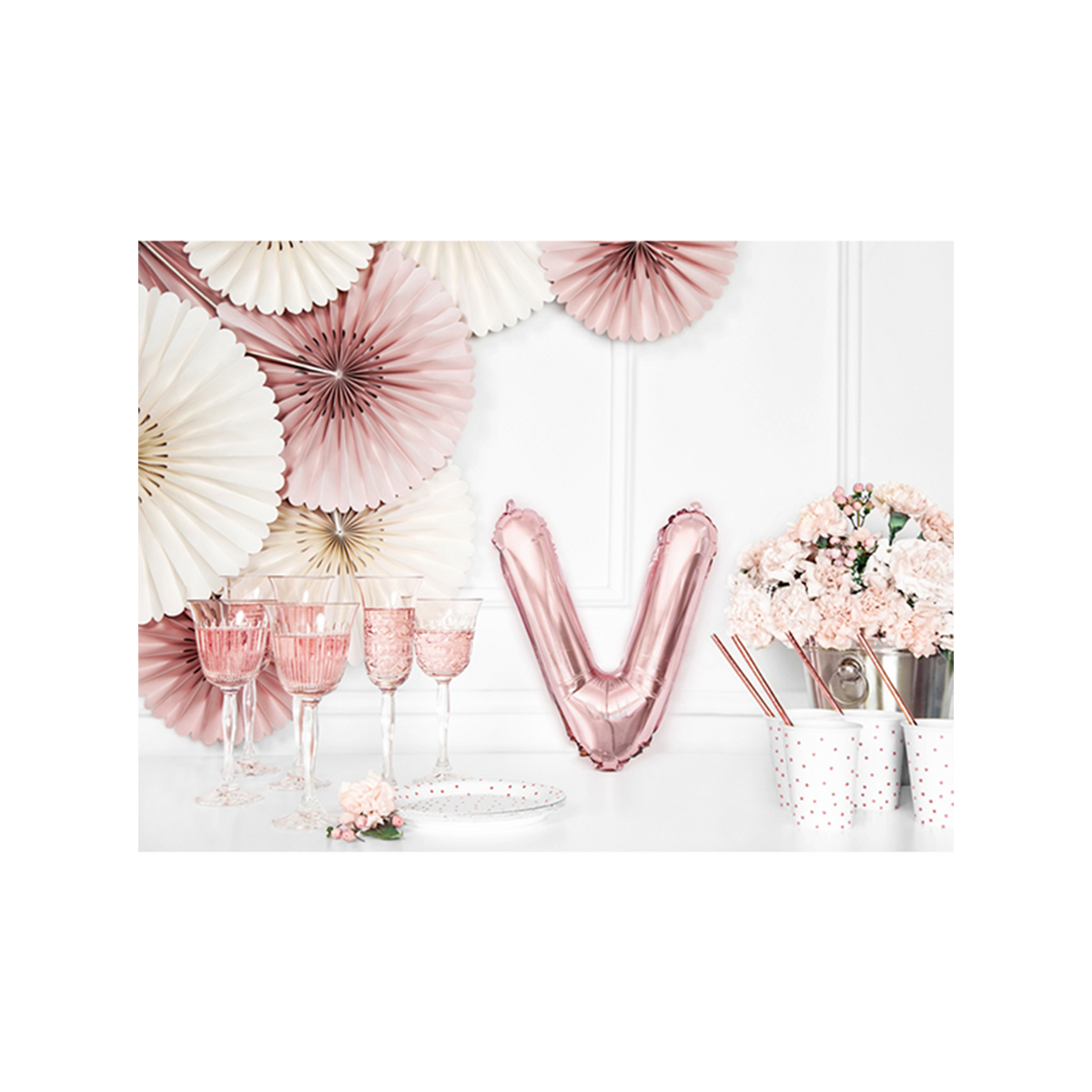1 Ballon XS - Letter V - Rosegoud