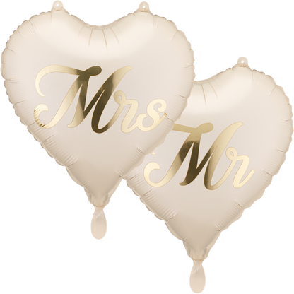 2 ballonnen - MR en MRS - Crème