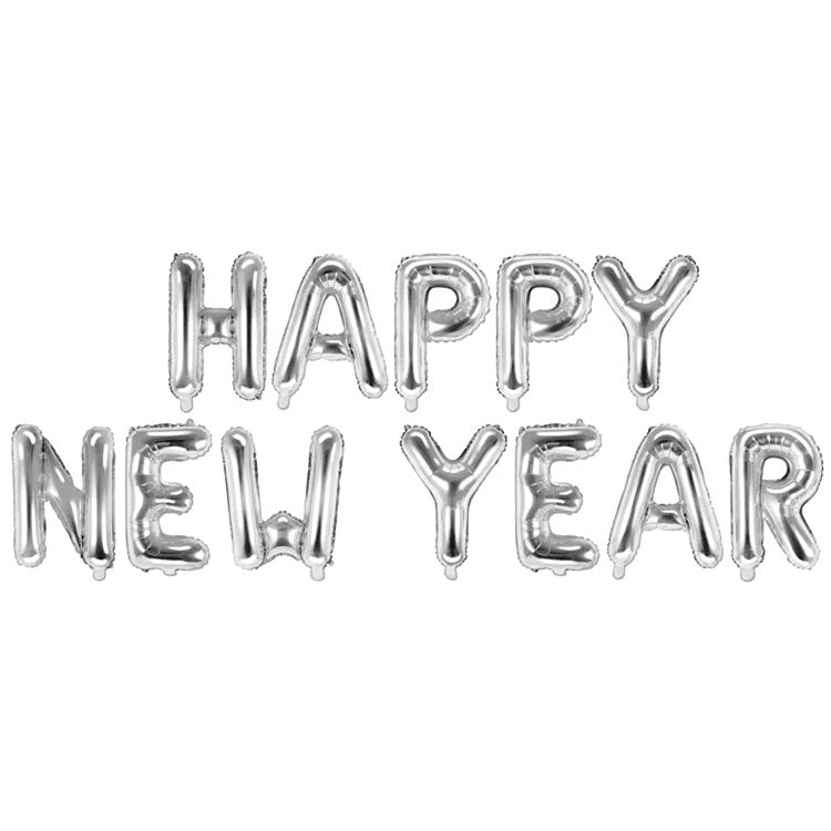 1 ballon - opschrift - Happy New Year - zilver