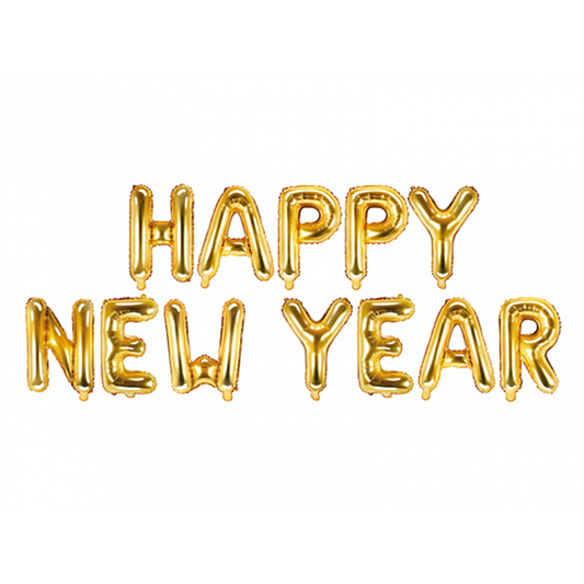 1 Ballon - Schriftzug - Happy New Year - Goud