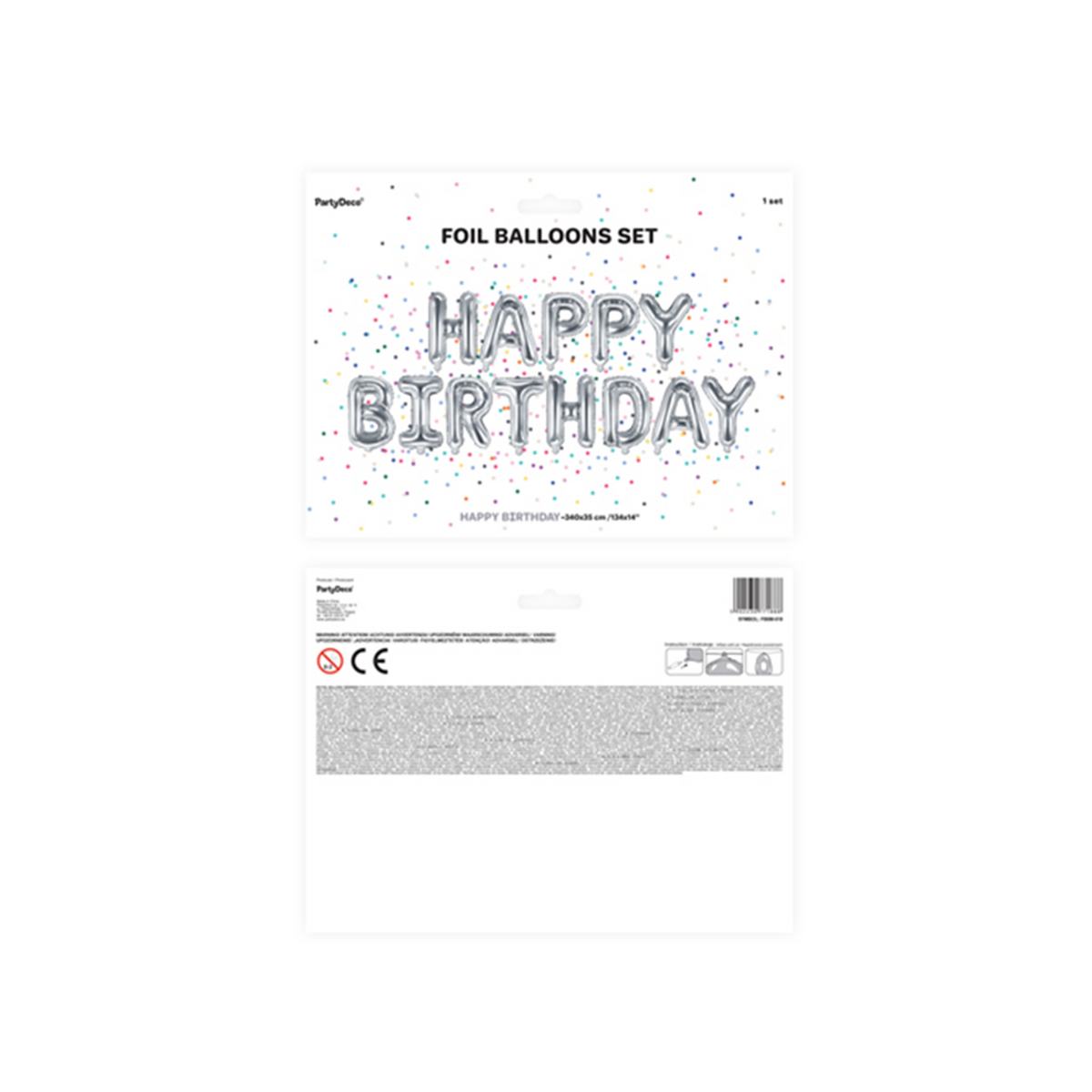 1 ballon - Tekst - Happy Birthday - Zilver