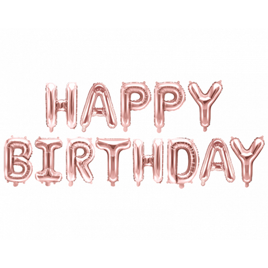 1 ballon - opschrift - Happy Birthday - roségoud