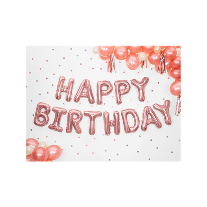1 ballon - opschrift - Happy Birthday - roségoud