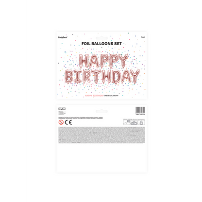 1 ballon - opschrift - Happy Birthday - roségoud