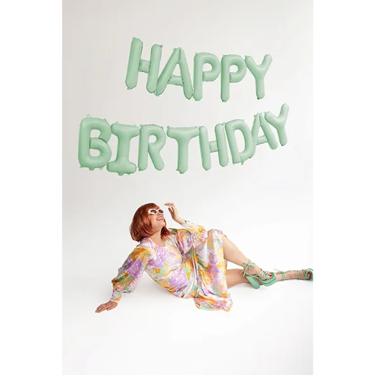1 Ballon - Opschrift - Happy Birthday - Mint