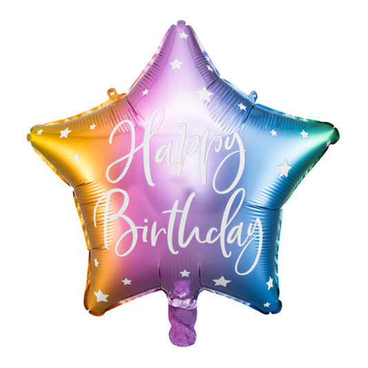 1 Ballon - Happy Birthday Ster - Regenboog