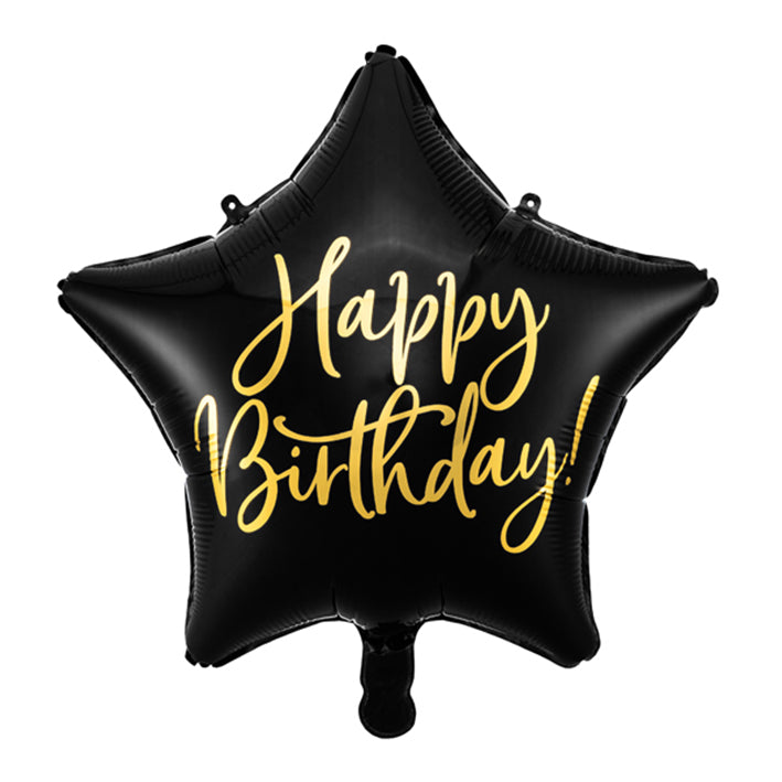 1 Ballon - Happy Birthday Ster - Zwart