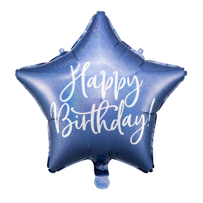 1 Ballon - Happy Birthday Ster - Marineblauw