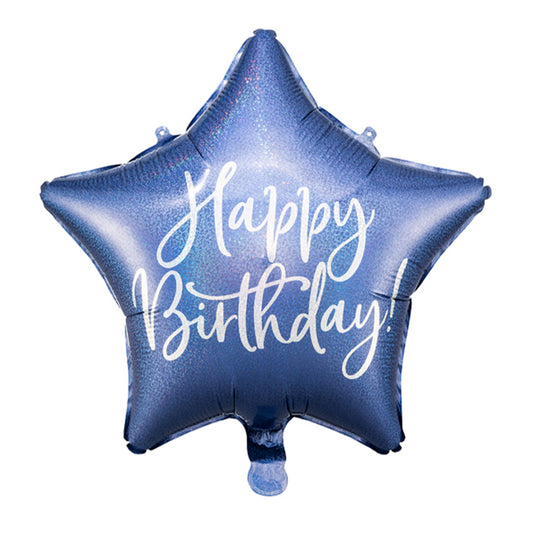 1 Ballon - Happy Birthday Ster - Marineblauw