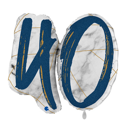 1 Ballon XL - Marble Mate Cijfers 40 Blauw