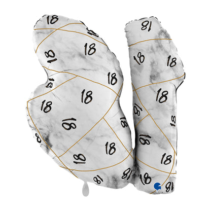 1 Ballon XL - Marble Mate Numbers 18 Zwart