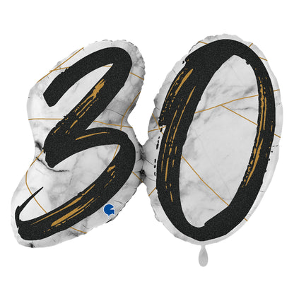 1 ballon XL – Marble Mate-cijfers 30 zwart