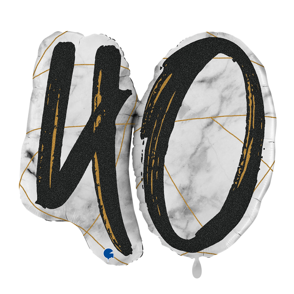 1 Ballon XL - Marble Mate Ziffern 40 Schwarz