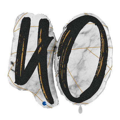 1 Ballon XL - Marble Mate Ziffern 40 Schwarz