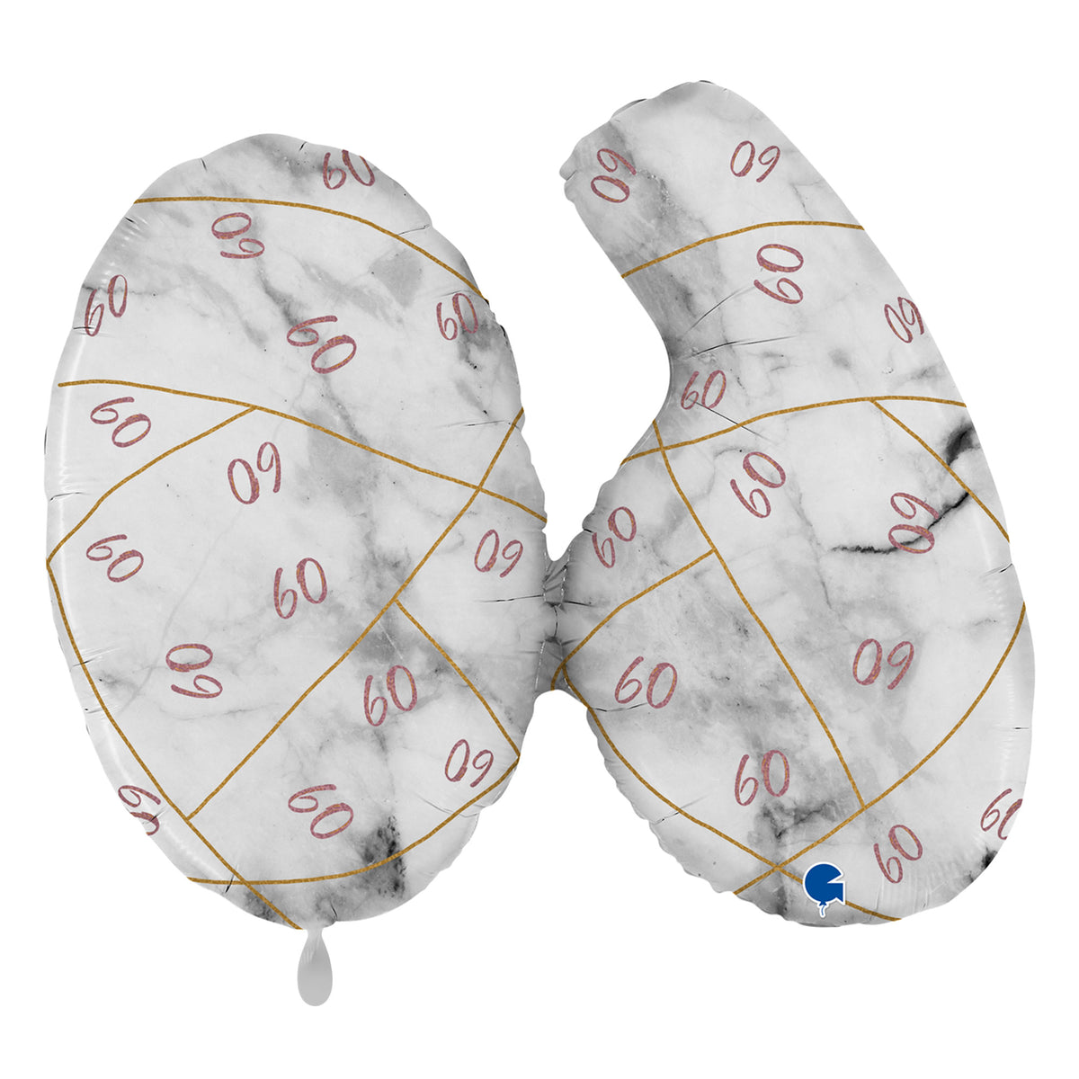 1 Ballon XL - Marble Mate Ziffern 60 Roségold
