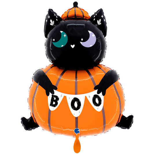 1 Ballon XXL - Kat in de pompoen