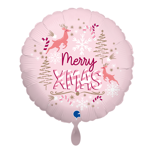 1 Ballon - Roze Kerstmis
