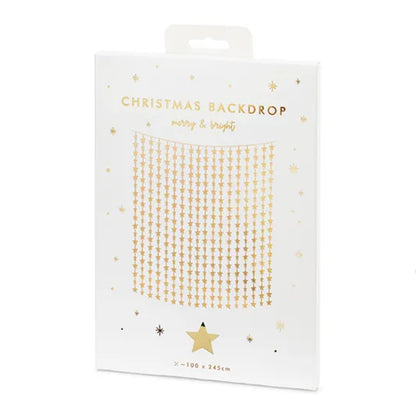 1 Glittergordijn - 2,5m - Gouden Sterren