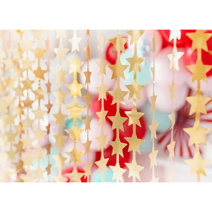 1 Glittergordijn - 2,5m - Gouden Sterren