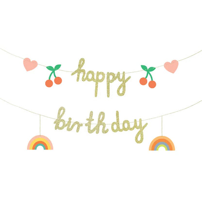 1 Bannerguirlande - Happy Birthday Kers & Regenboog