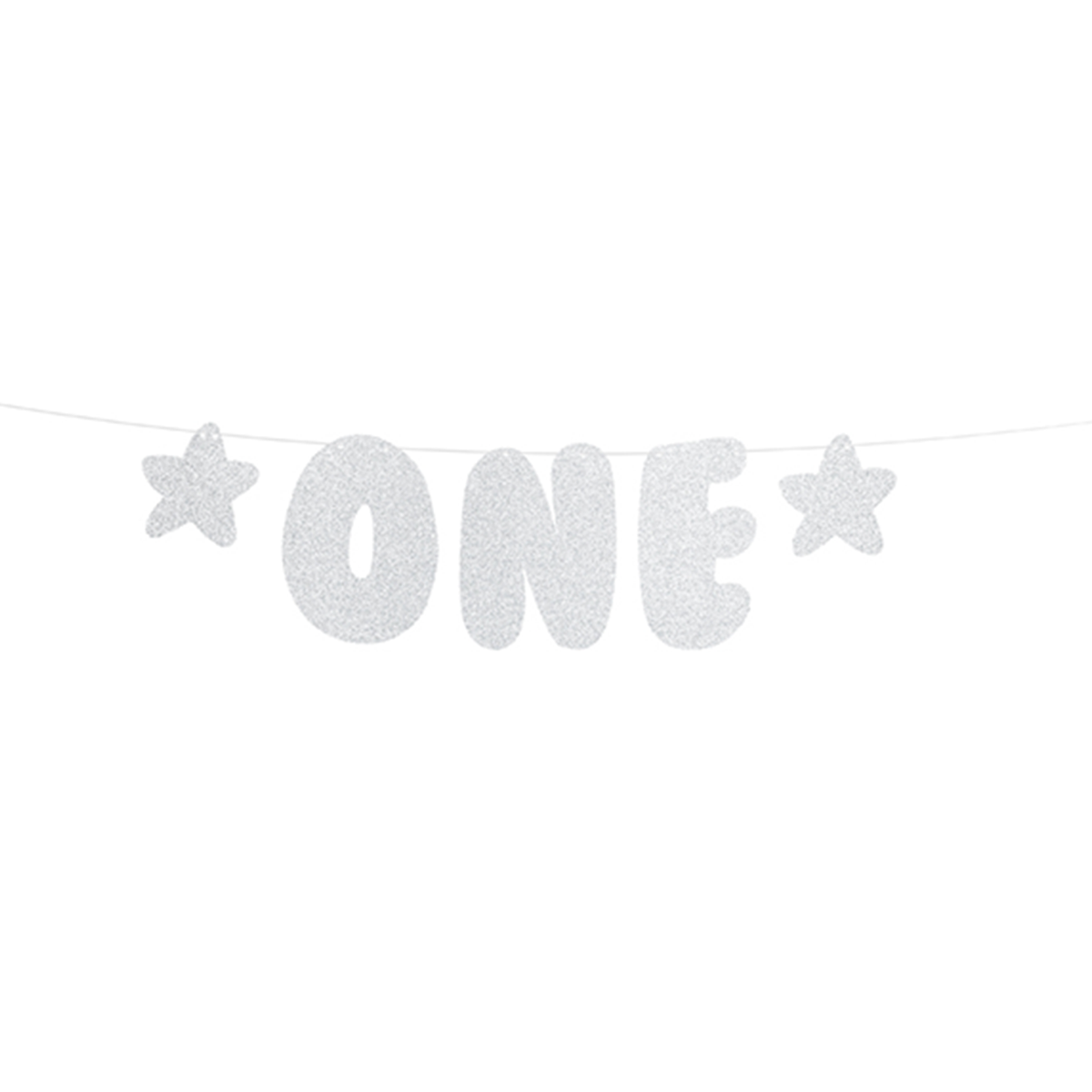 1 banner sling - First Birthday - glitter zilver